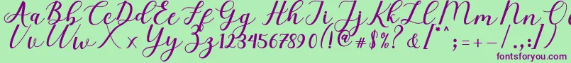 Fonte Elizabeth Script – fontes roxas em um fundo verde