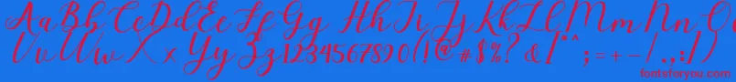 Elizabeth Script Font – Red Fonts on Blue Background