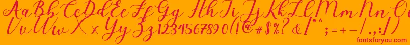 Elizabeth Script Font – Red Fonts on Orange Background