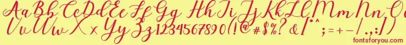 Elizabeth Script Font – Red Fonts on Yellow Background