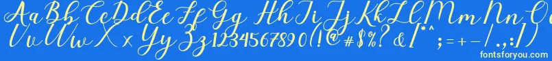 Elizabeth Script Font – Yellow Fonts on Blue Background