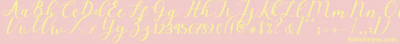Elizabeth Script Font – Yellow Fonts on Pink Background