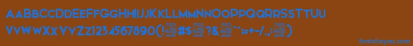 Elkwood   Free-Schriftart – Blaue Schriften auf braunem Hintergrund