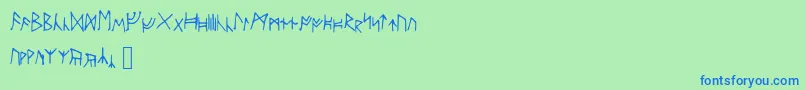 Ancientrunes-Schriftart – Blaue Schriften auf grünem Hintergrund