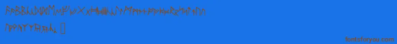 Ancientrunes Font – Brown Fonts on Blue Background