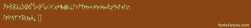 Ancientrunes-fontti – vihreät fontit ruskealla taustalla