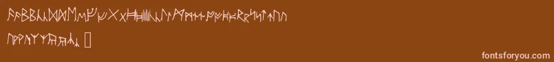 Ancientrunes-Schriftart – Rosa Schriften auf braunem Hintergrund