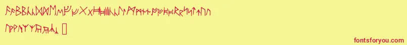 フォントAncientrunes – 赤い文字の黄色い背景