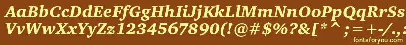 CharterItcBlackItalic-fontti – keltaiset fontit ruskealla taustalla