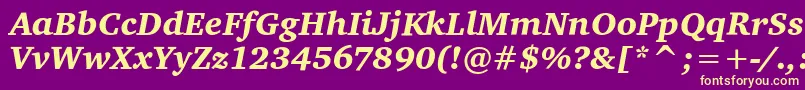 CharterItcBlackItalic-fontti – keltaiset fontit violetilla taustalla