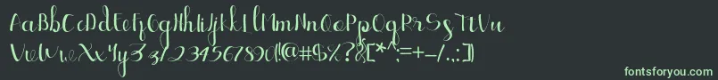 Ellic Script 1-fontti – vihreät fontit mustalla taustalla