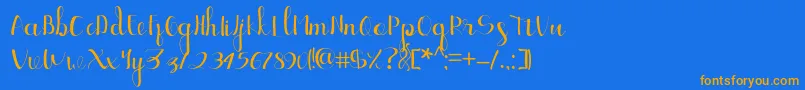 フォントEllic Script 1 – オレンジ色の文字が青い背景にあります。