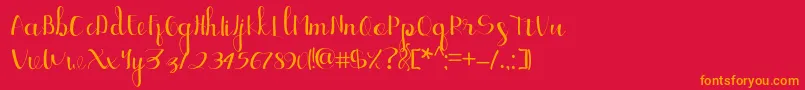 Fonte Ellic Script 1 – fontes laranjas em um fundo vermelho