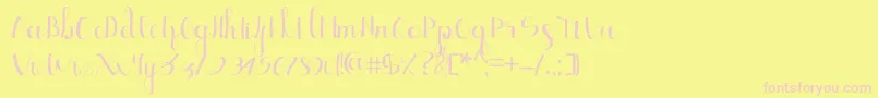 Ellic Script 1-fontti – vaaleanpunaiset fontit keltaisella taustalla