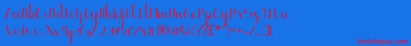 Ellic Script 1-fontti – punaiset fontit sinisellä taustalla