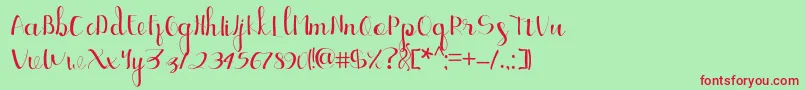 Ellic Script 1-fontti – punaiset fontit vihreällä taustalla