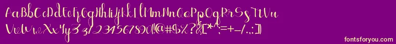 Ellic Script 1-Schriftart – Gelbe Schriften auf violettem Hintergrund