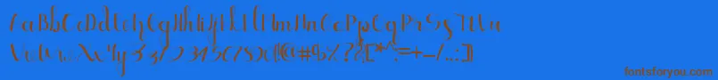 フォントEllic Script 1 – 茶色の文字が青い背景にあります。