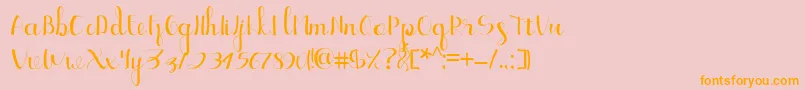 フォントEllic Script 1 – オレンジの文字がピンクの背景にあります。