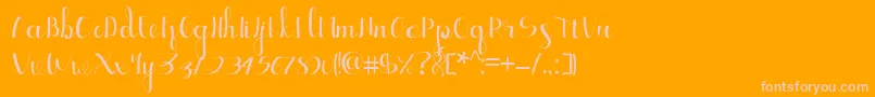 Ellic Script 1-Schriftart – Rosa Schriften auf orangefarbenem Hintergrund