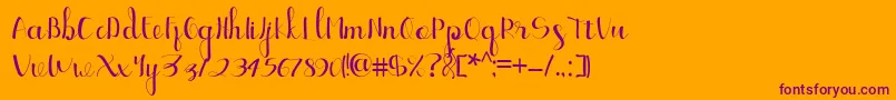 Ellic Script 1-Schriftart – Violette Schriften auf orangefarbenem Hintergrund