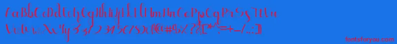 フォントEllic Script 1 – 赤い文字の青い背景