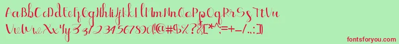 フォントEllic Script 1 – 赤い文字の緑の背景