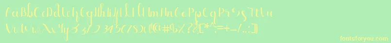 フォントEllic Script 1 – 黄色の文字が緑の背景にあります