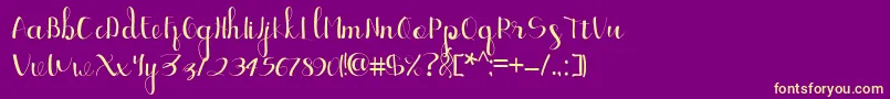 Fonte Ellic Script 1 – fontes amarelas em um fundo roxo