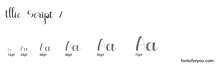 Размеры шрифта Ellic Script 1 (125903)