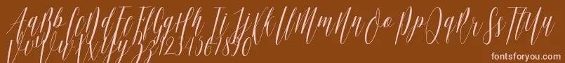 Ellisa DF-Schriftart – Rosa Schriften auf braunem Hintergrund