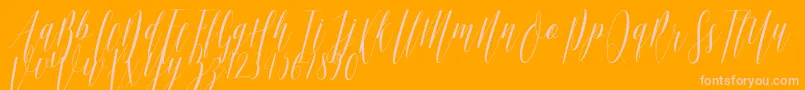Ellisa DF-Schriftart – Rosa Schriften auf orangefarbenem Hintergrund