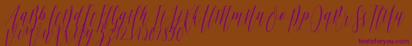 Ellisa DF-Schriftart – Violette Schriften auf braunem Hintergrund