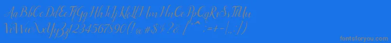 フォントEllizabeth – 青い背景に灰色の文字