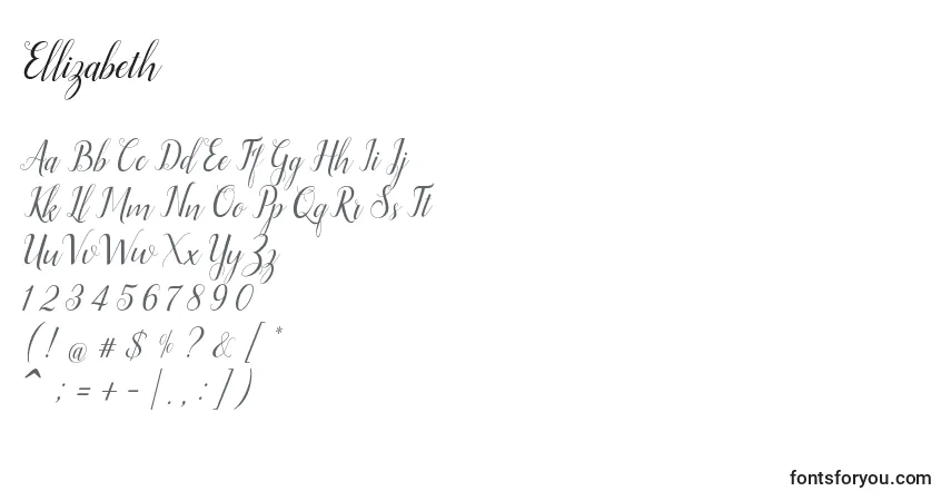 A fonte Ellizabeth (125908) – alfabeto, números, caracteres especiais