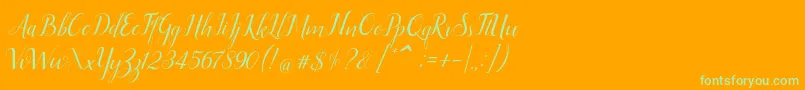 Ellizabeth-Schriftart – Grüne Schriften auf orangefarbenem Hintergrund