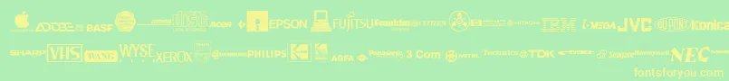Fonte ELLO     – fontes amarelas em um fundo verde