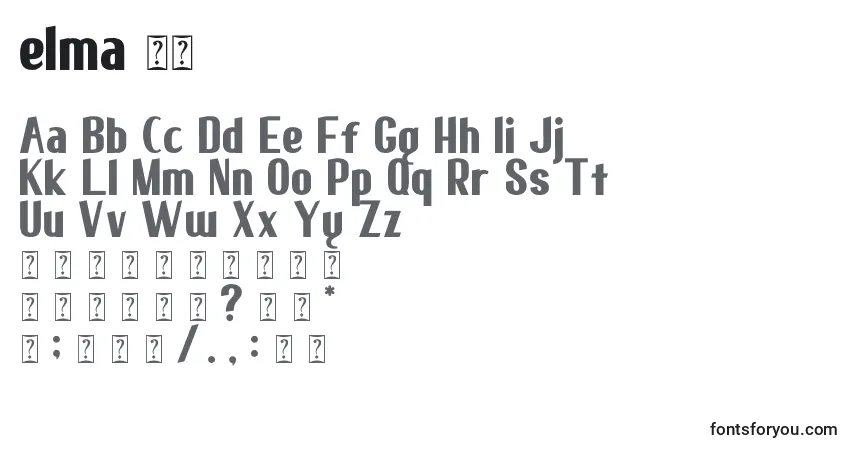 Czcionka Elma 01 – alfabet, cyfry, specjalne znaki