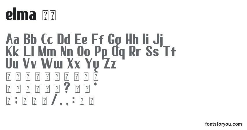 Czcionka Elma 02 – alfabet, cyfry, specjalne znaki