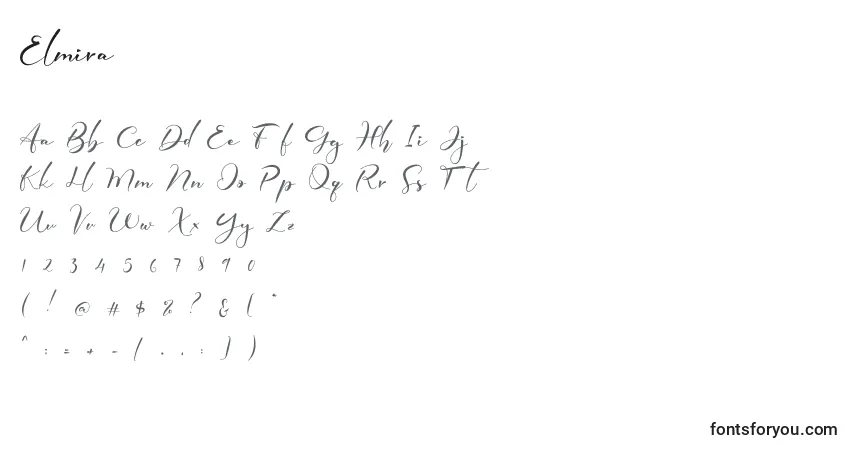 Elmira Font – alphabet, numbers, special characters
