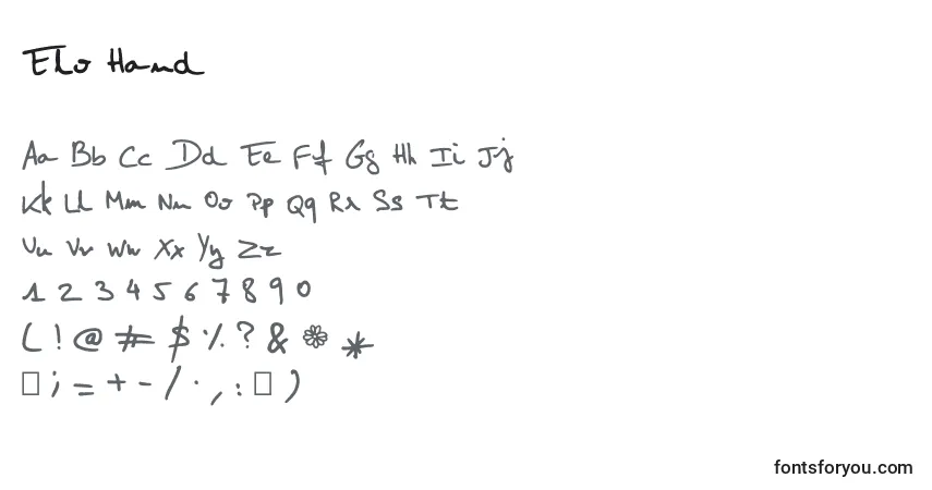 Шрифт Elo Hand – алфавит, цифры, специальные символы