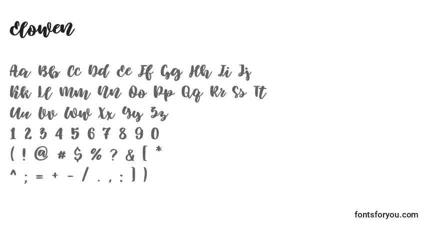 Шрифт Elowen (125918) – алфавит, цифры, специальные символы