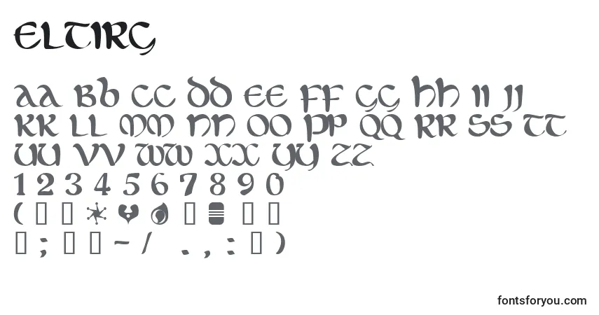 A fonte Eltirg   (125920) – alfabeto, números, caracteres especiais