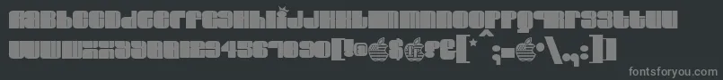 ELVIS   -fontti – harmaat kirjasimet mustalla taustalla