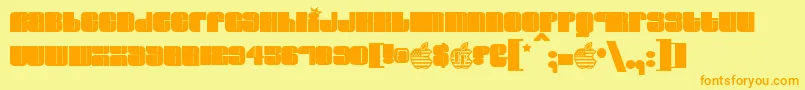 フォントELVIS    – オレンジの文字が黄色の背景にあります。