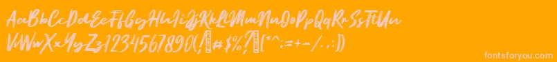 Ematodas Demo-Schriftart – Rosa Schriften auf orangefarbenem Hintergrund