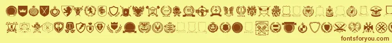Emblem vol1 Font – Brown Fonts on Yellow Background
