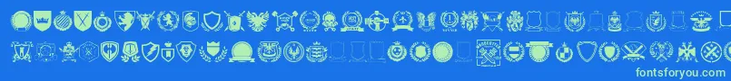 Emblem vol1 Font – Green Fonts on Blue Background