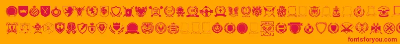 fuente Emblem vol1 – Fuentes Rojas Sobre Fondo Naranja