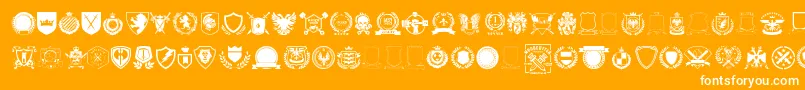 Emblem vol1-Schriftart – Weiße Schriften auf orangefarbenem Hintergrund